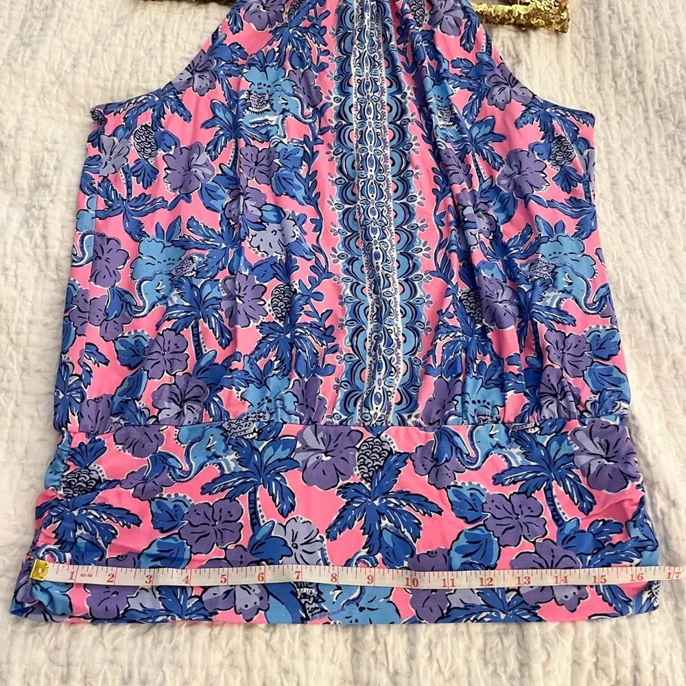 Lilly Pulitzer Bowen Halter Top Pink Palm Paradise Engineer - Picture 8 of 9
